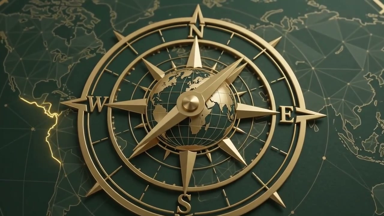 Compass on vintage nautical map